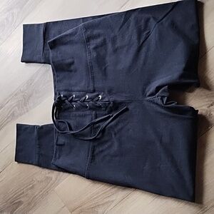 Simply Vera Wang Womens Black Leggings With Lace Up Front